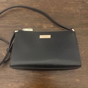 kate spade Black Saffiano Leather Crossbody Bag with Gold Plate